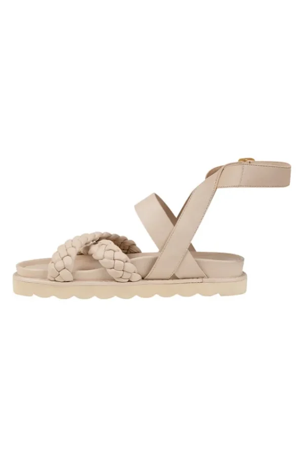 Cream Alexa Plaited Leather Sandals Outlet