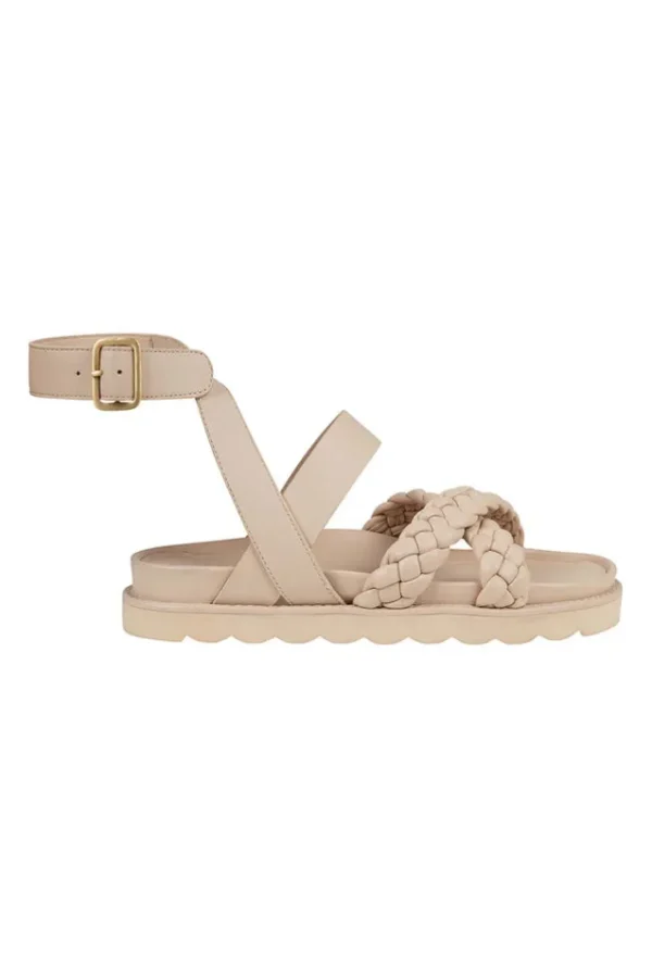 Cream Alexa Plaited Leather Sandals Outlet