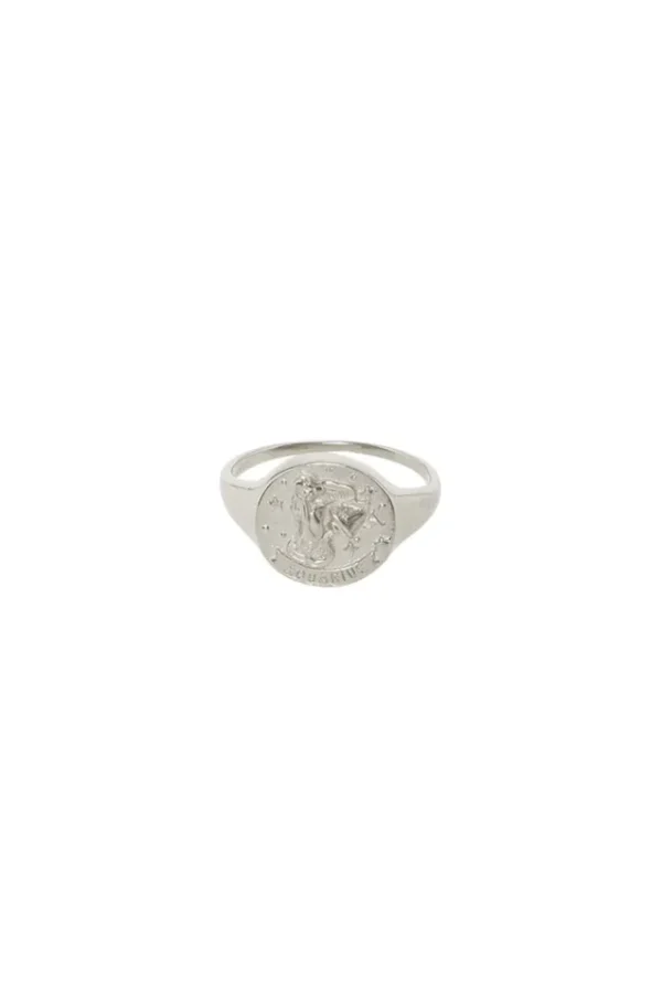 Sterling Silver Aquarius Stargazer Zodiac Ring Clearance