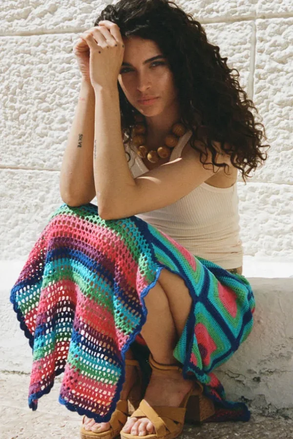 Multi Audrey Crochet Midi Skirt Online