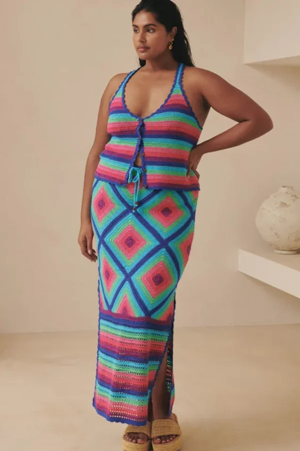 Multi Audrey Crochet Midi Skirt Online