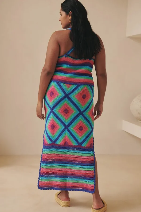 Multi Audrey Crochet Midi Skirt Cheap