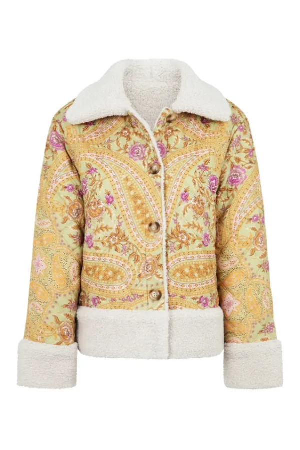 Dusty Olive Belladonna Reversible Shearling Jacket New