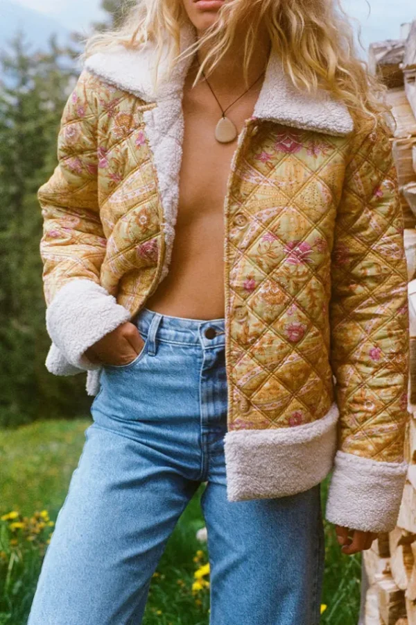 Dusty Olive Belladonna Reversible Shearling Jacket New