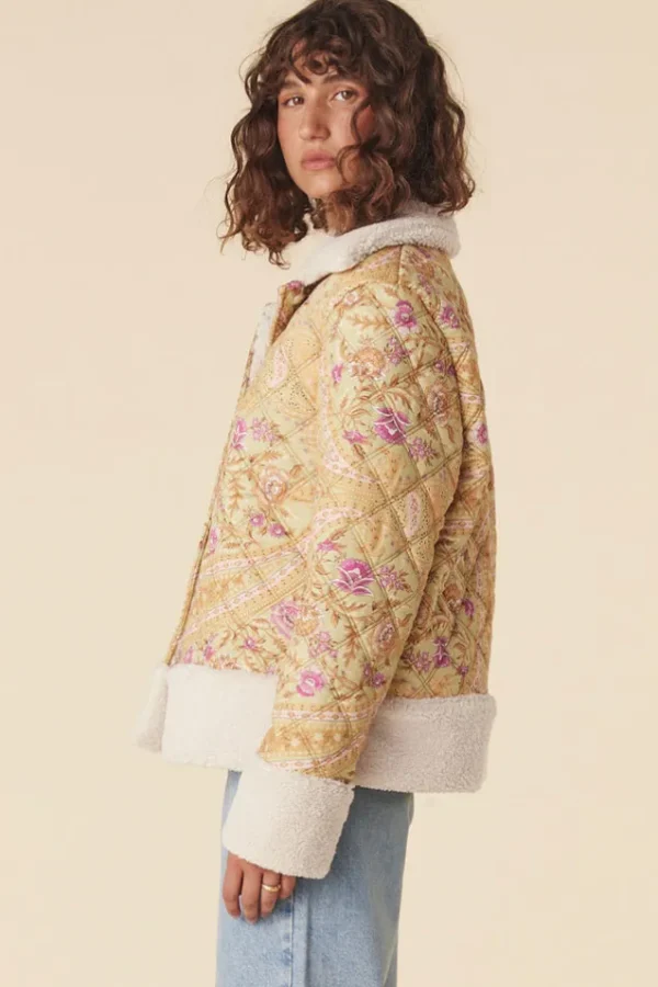 Dusty Olive Belladonna Reversible Shearling Jacket New