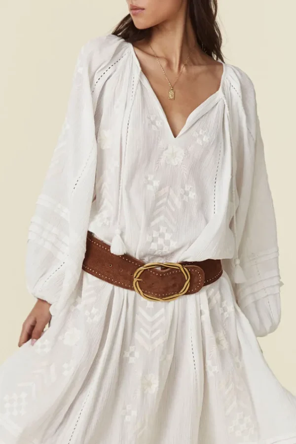 Antique Tan Cabana Studded Suede Belt Flash Sale