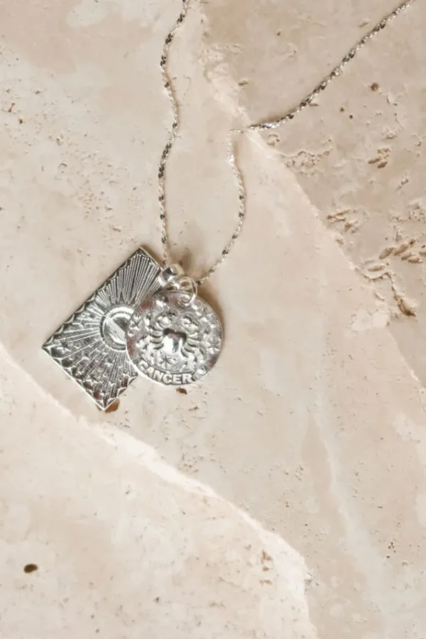 Silver Cancer Stargazer Zodiac Necklace New