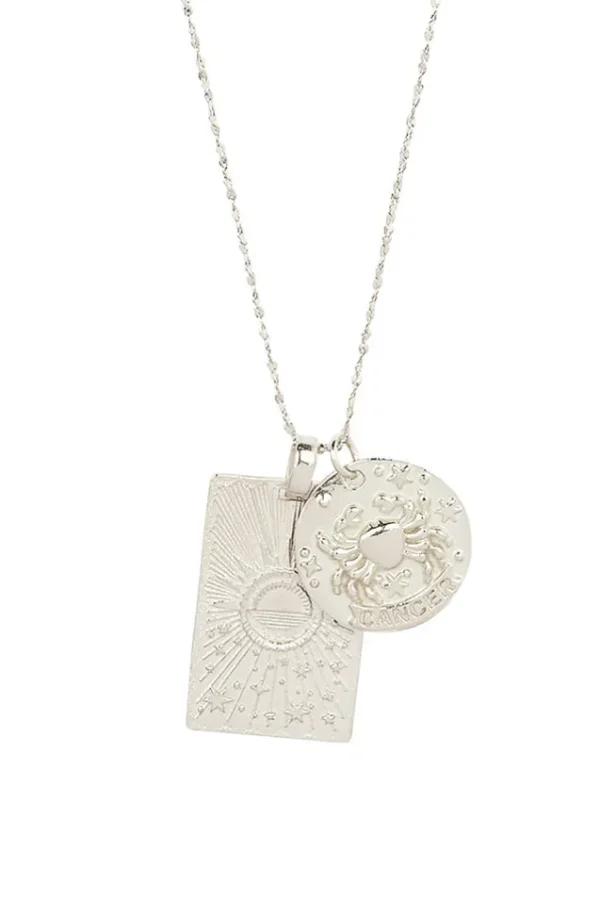 Silver Cancer Stargazer Zodiac Necklace New