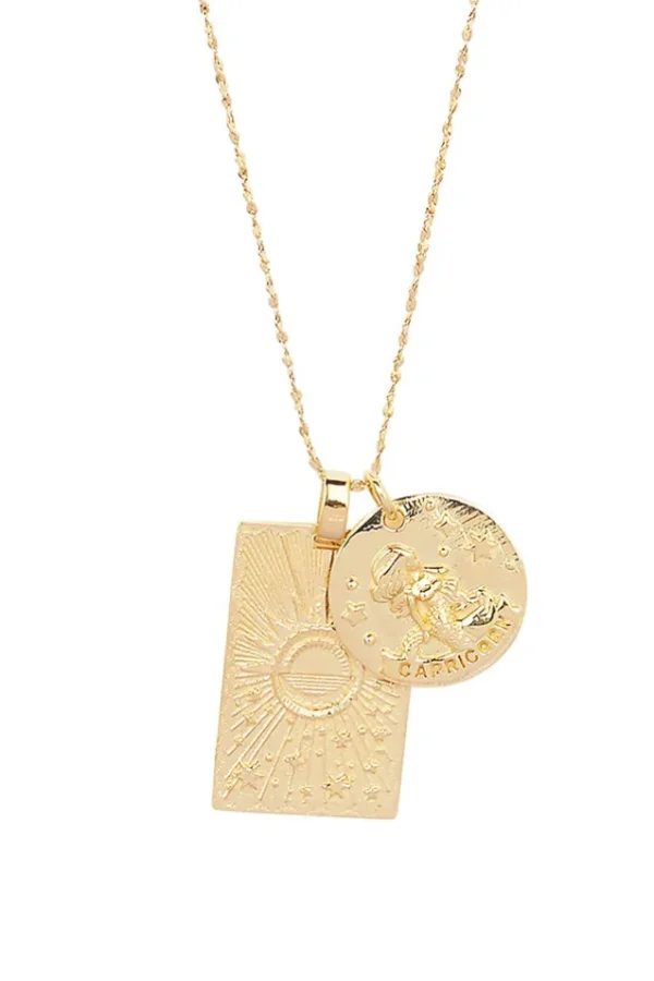 Gold Capricorn Stargazer Zodiac Necklace Discount