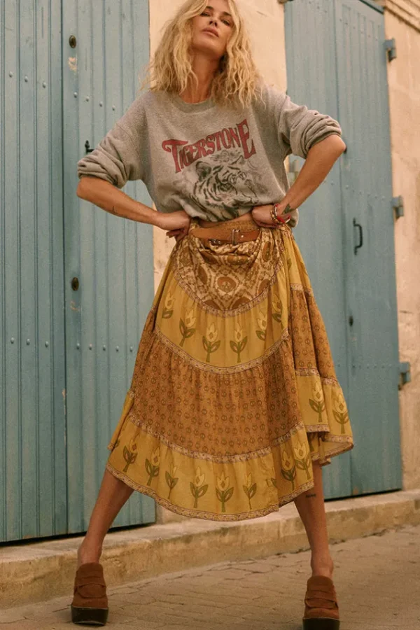Champagne Chateau Maxi Skirt Cheap