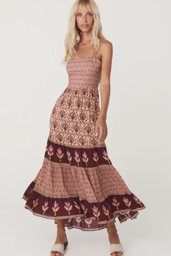 Grape Chateau Quilted Strappy Maxi Dress Clearance