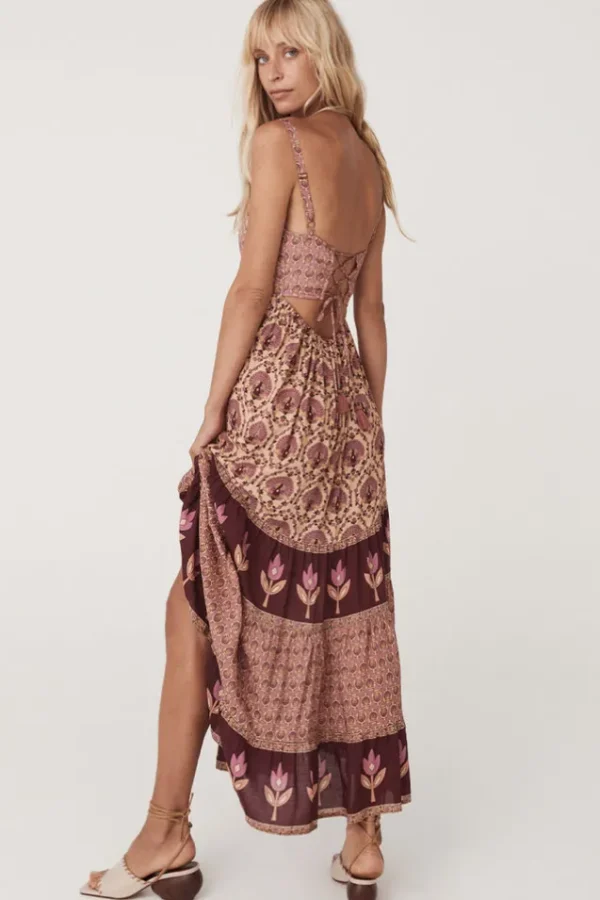 Grape Chateau Quilted Strappy Maxi Dress Clearance