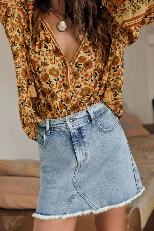 Vintage Blue Classic Denim Mini Skirt Clearance