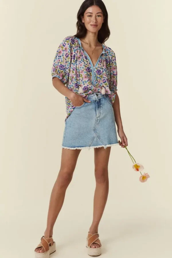 Vintage Blue Classic Denim Mini Skirt Online