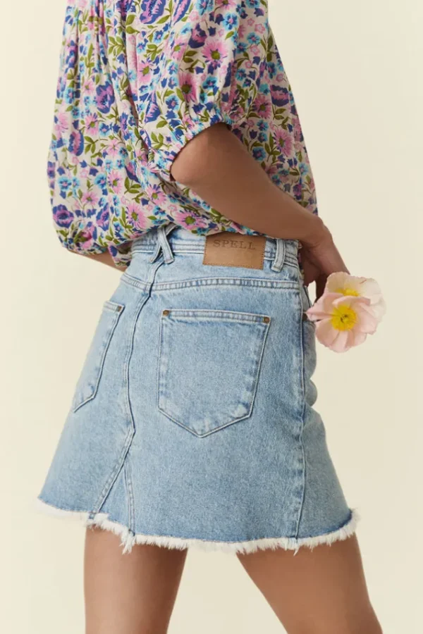 Vintage Blue Classic Denim Mini Skirt Clearance