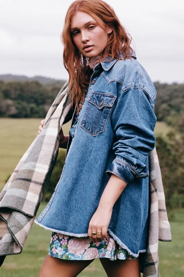 Patchwork Daisy Denim Shirt Fashion