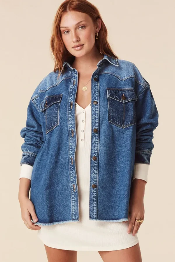 Patchwork Daisy Denim Shirt Cheap