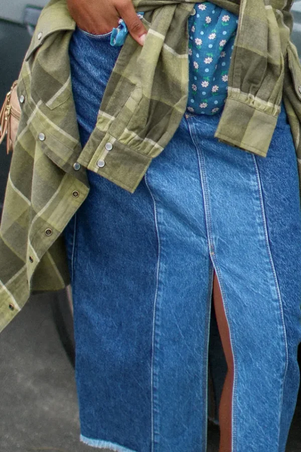Patchwork Daisy Denim Skirt Outlet