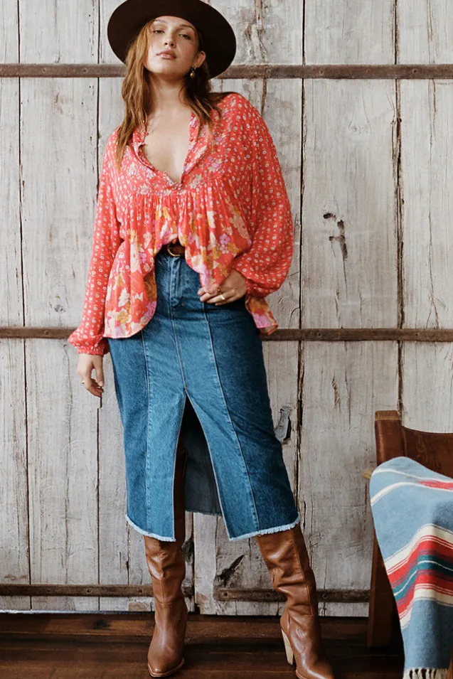 daisy_patchwork_denim_ski_3.webp Patchwork Daisy Denim Skirt Outlet