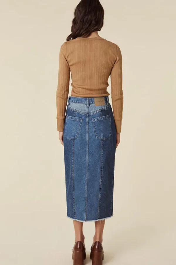 Patchwork Daisy Denim Skirt Outlet