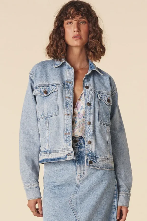 Sun Washed Blue Eve Denim Jacket Flash Sale