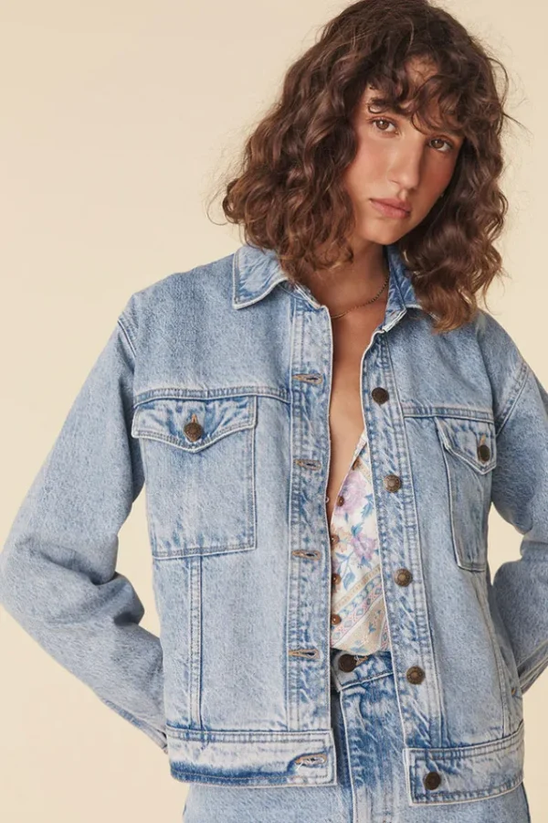 Sun Washed Blue Eve Denim Jacket Flash Sale
