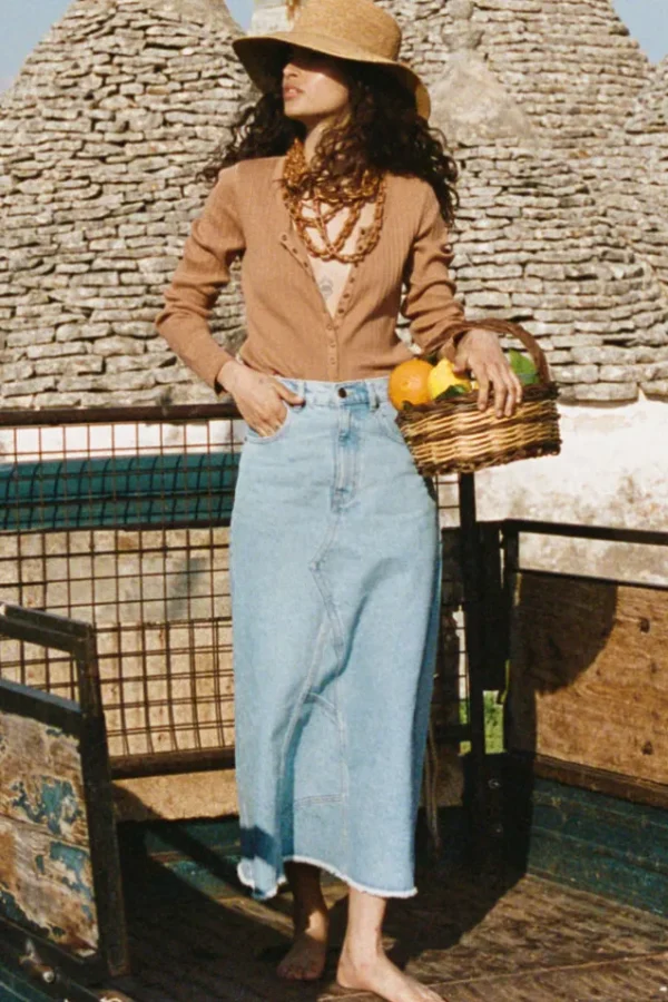 Sun Washed Blue Eve Denim Skirt Store