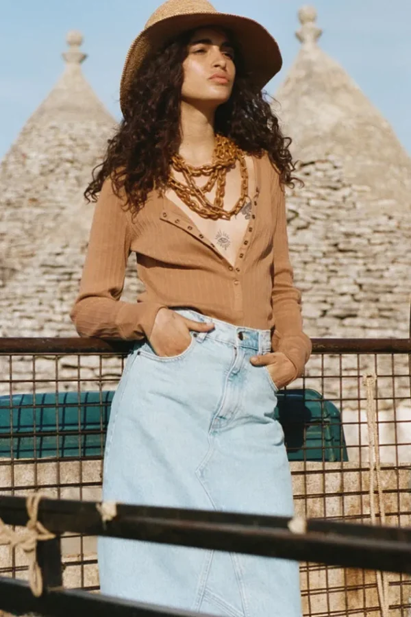 Sun Washed Blue Eve Denim Skirt New