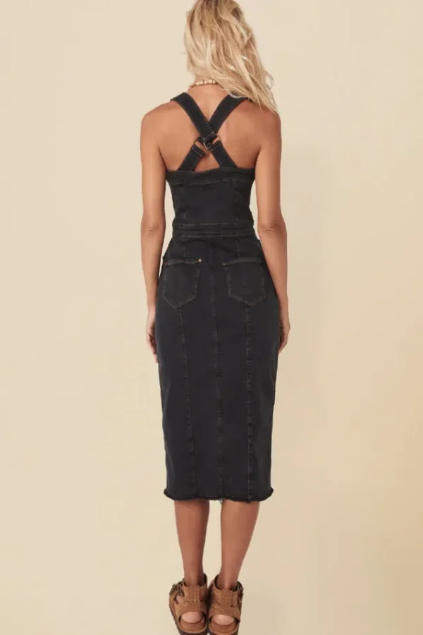 Vintage Black Eve Denim Sweetheart Midi Dress Best