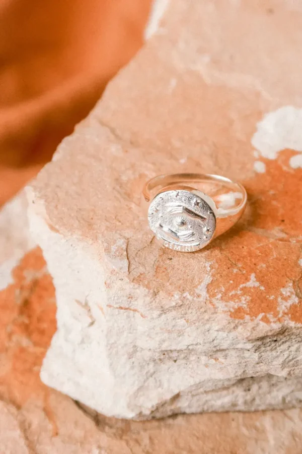 Sterling Silver Gemini Stargazer Zodiac Ring Clearance