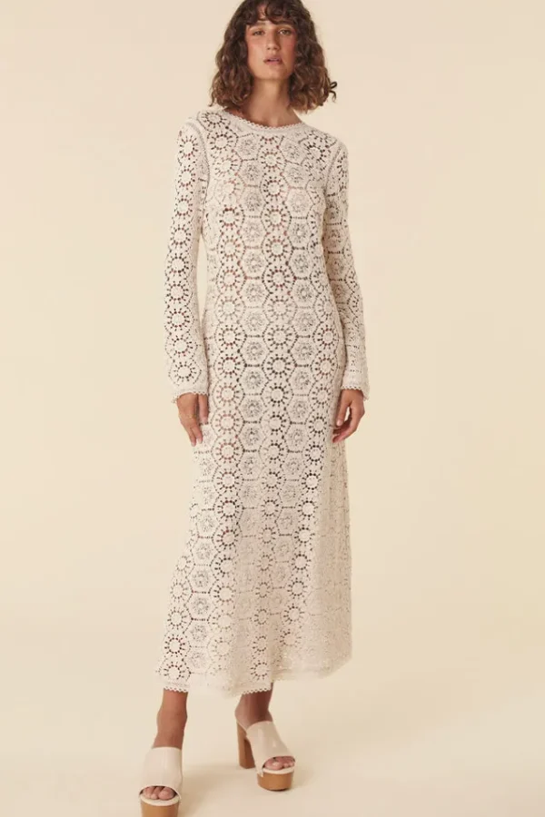 Cream Helena Crochet Lace Gown Clearance