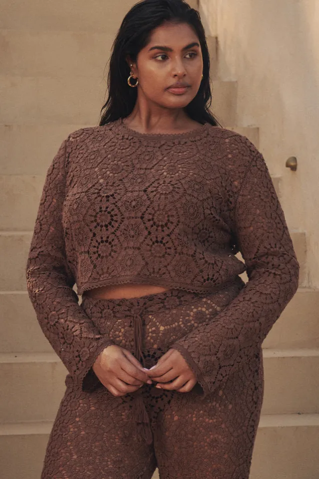 helena_crochet_lace_long__3.webp Chocolate Helena Crochet Lace Long Sleeve Top Shop