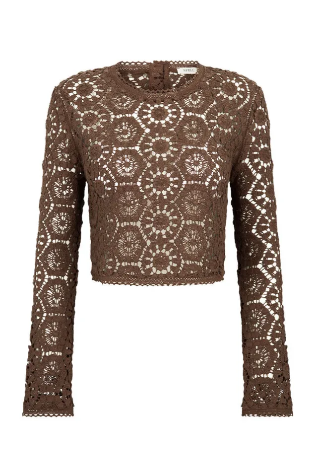 helena_crochet_lace_long__6-1.webp Chocolate Helena Crochet Lace Long Sleeve Top Sale