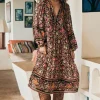 Night Blossom Impala Lily Boho Midi Dress Store