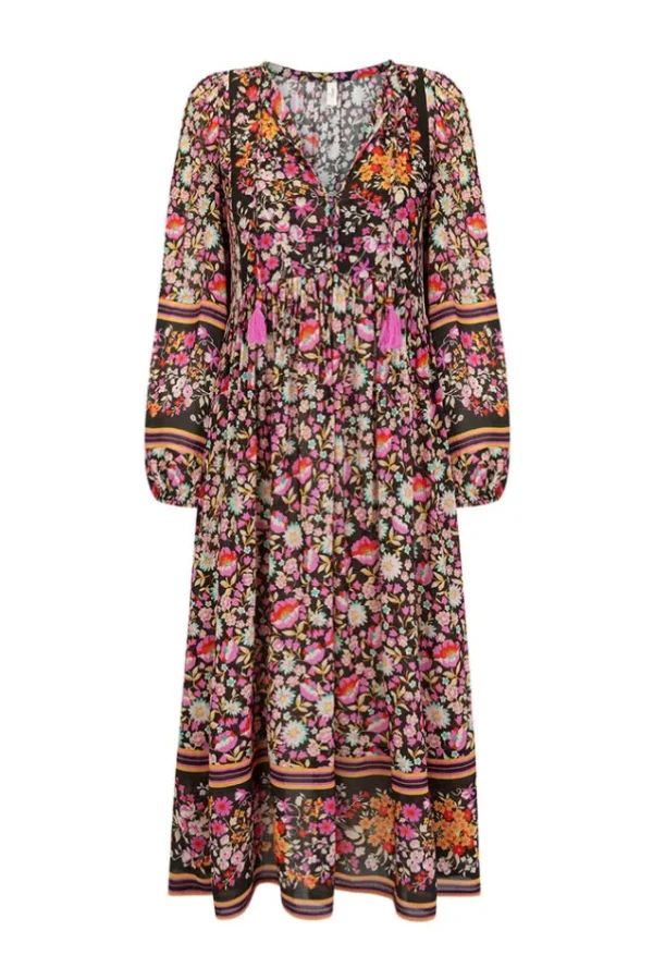 Night Blossom Impala Lily Boho Midi Dress Store