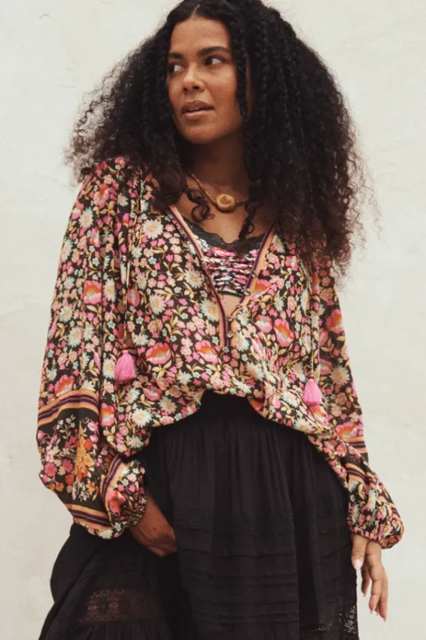 Night Blossom Impala Lily Tie Blouse Shop