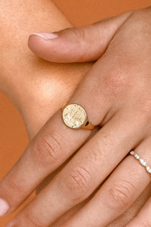 Gold Libra Stargazer Zodiac Ring Fashion