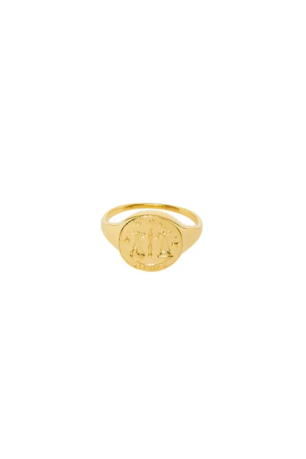 Gold Libra Stargazer Zodiac Ring Fashion