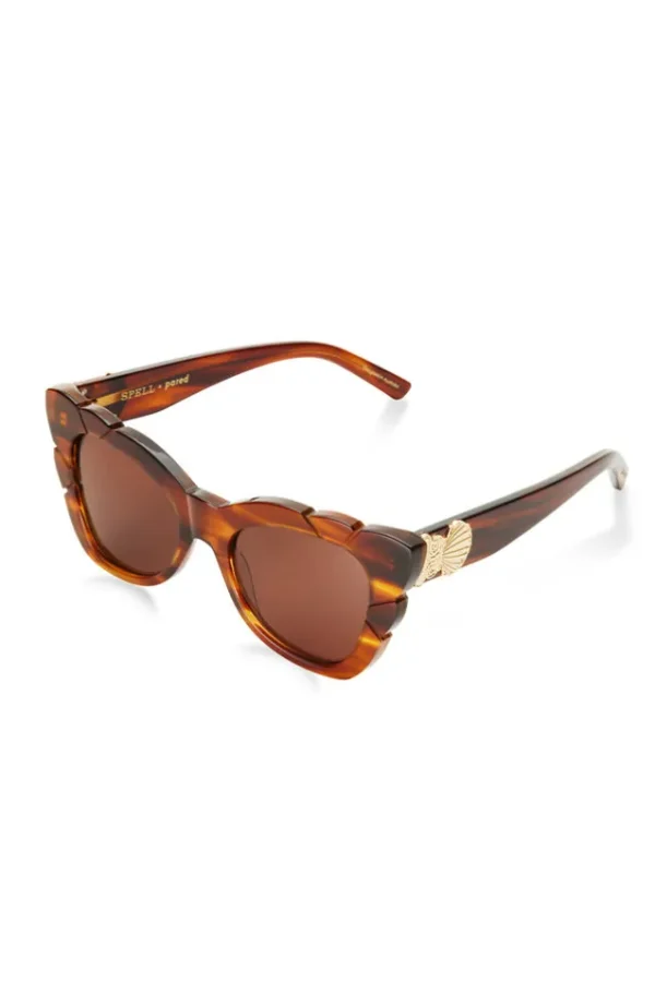Havana Marilyn Thick Arm With Solid Brown Lens Sunglasses Outlet