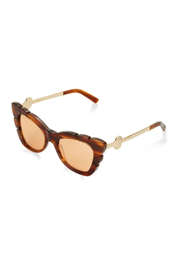 Havana Marilyn With Solid Amber Lens Sunglasses Fashion