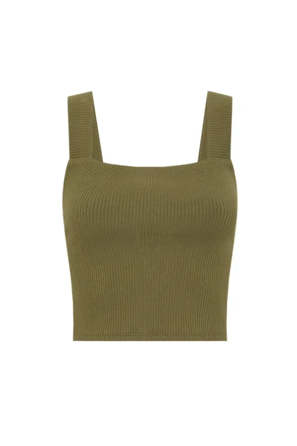 Khaki Mazzy Ribbed Top Outlet