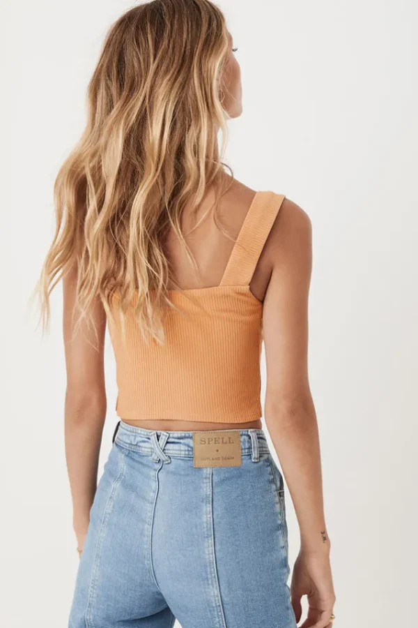 Almond Mazzy Ribbed Top Cheap
