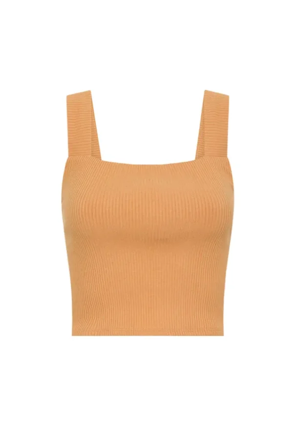 Almond Mazzy Ribbed Top Cheap