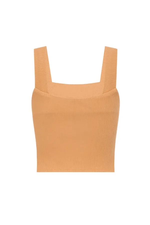 Almond Mazzy Ribbed Top Cheap