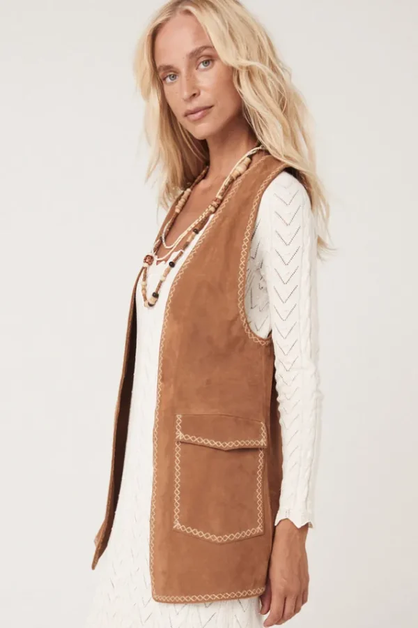 Tan Miller Suede Vest Cheap