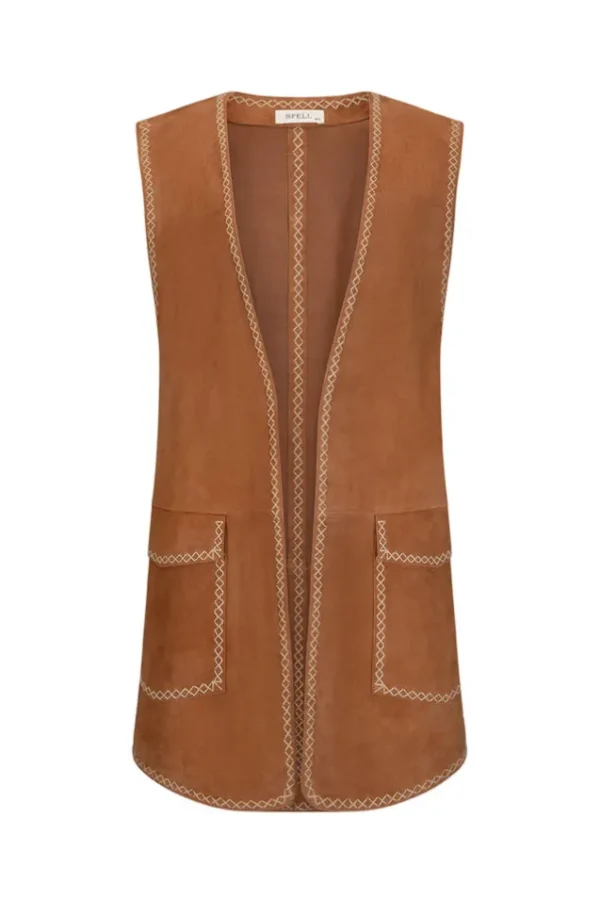 Tan Miller Suede Vest Cheap