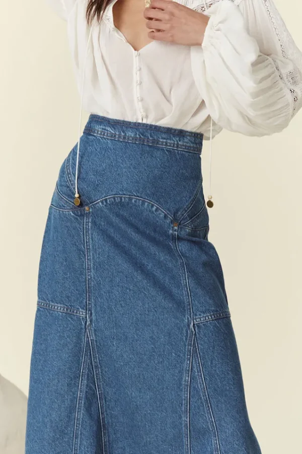 Inky Blue Muse Denim Maxi Skirt Online