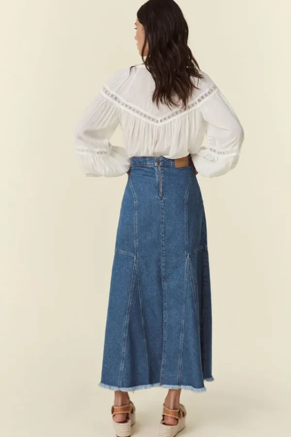 Inky Blue Muse Denim Maxi Skirt Online
