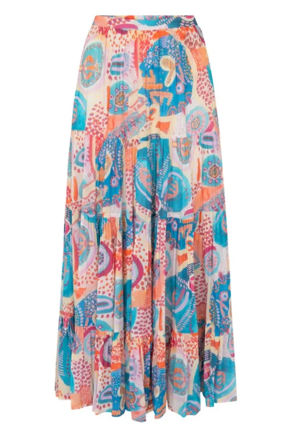 Bay Blue Patria Pia Tiered Maxi Skirt Sale