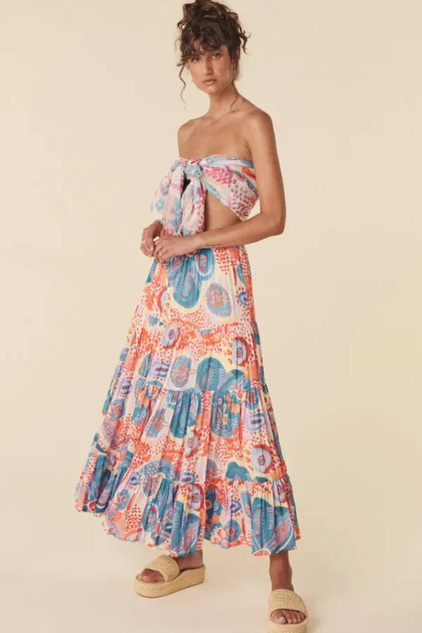 Bay Blue Patria Pia Tiered Maxi Skirt Sale